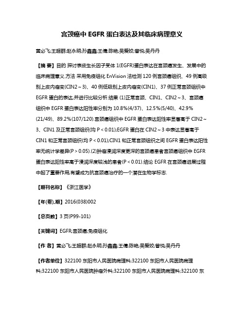 宫颈癌中EGFR蛋白表达及其临床病理意义