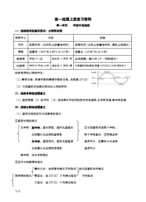 高一地理上册高考资料