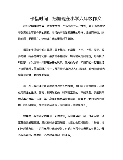 珍惜时间,把握现在小学六年级作文