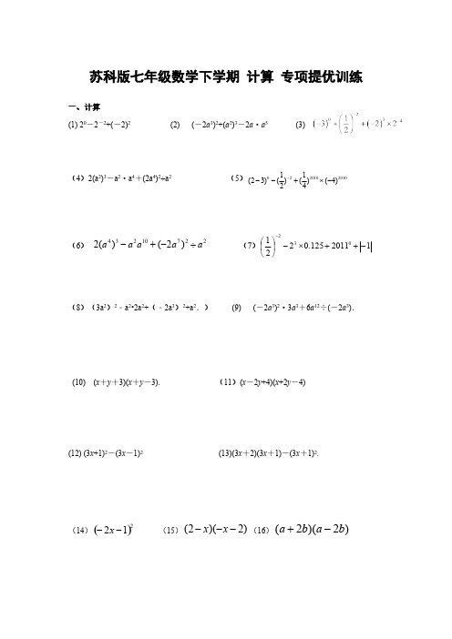 苏科版七年级数学下学期 计算 专项提优训练