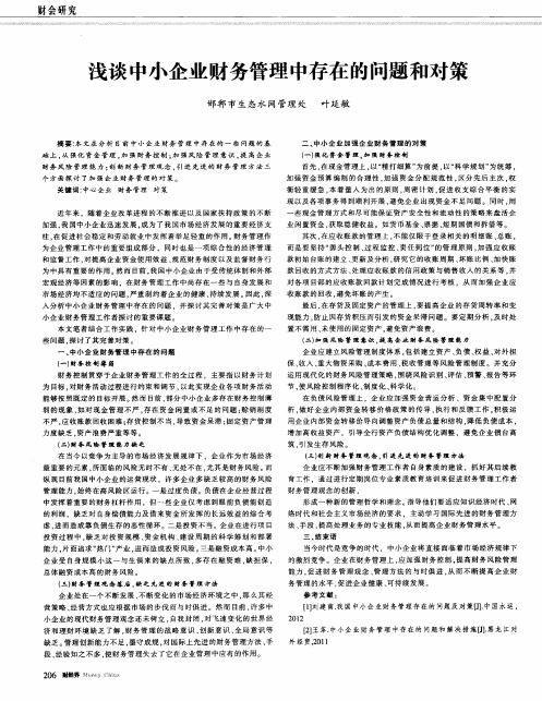 浅谈中小企业财务管理中存在的问题和对策