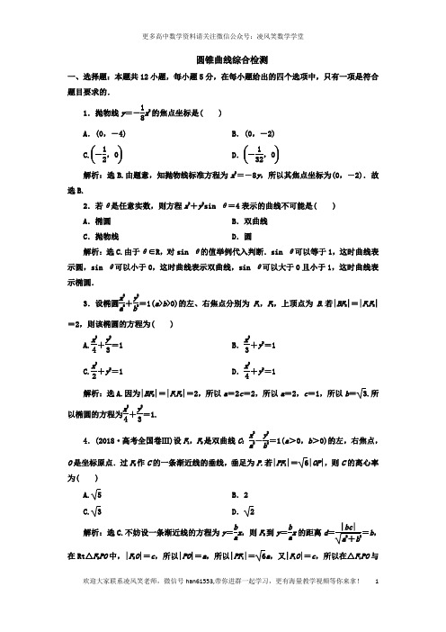 选修1-1圆锥曲线综合检测(解析版)
