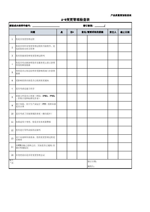 变更管理检查表