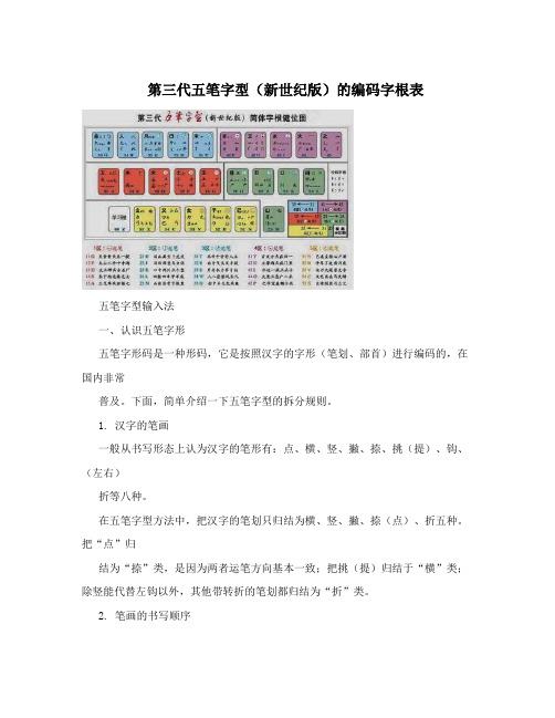 第三代五笔字型(新世纪版)的编码字根表