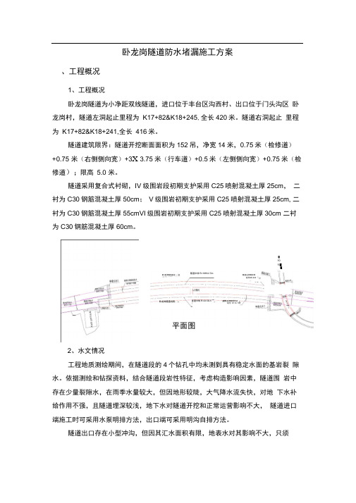 卧龙岗隧道防水堵漏施工方案