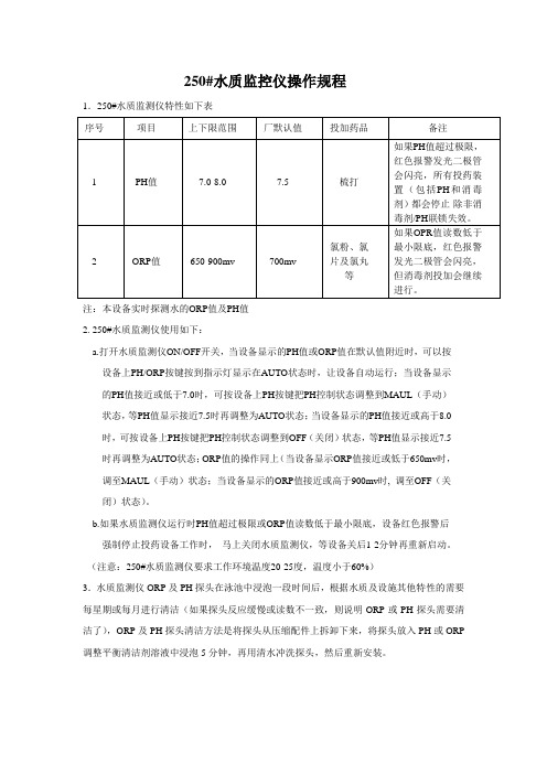 250水质监测仪操作规程