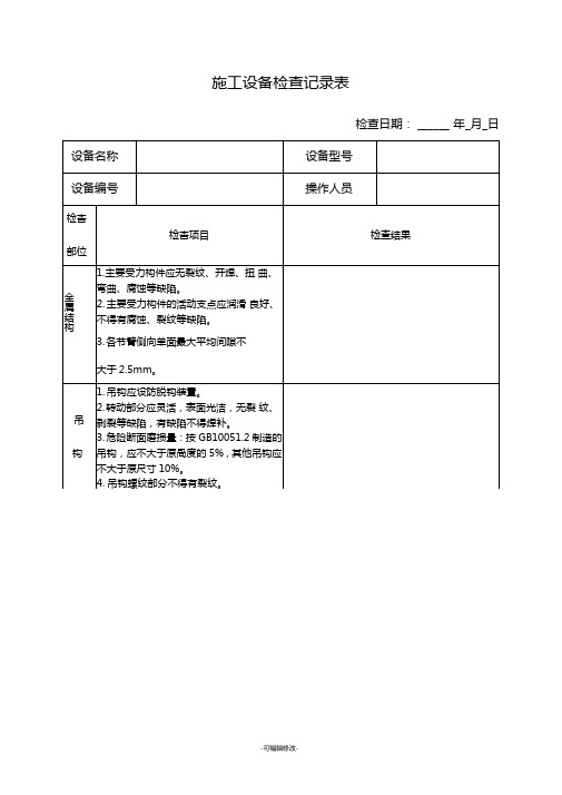 汽车吊检查记录表