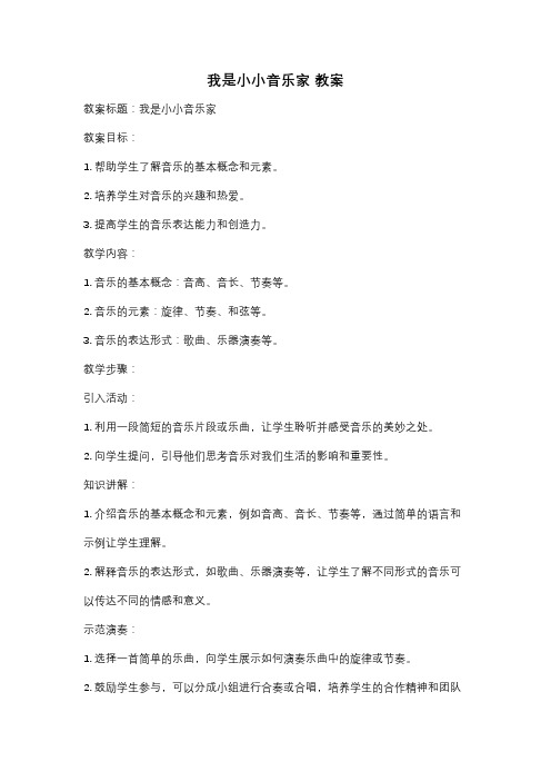 我是小小音乐家 教案