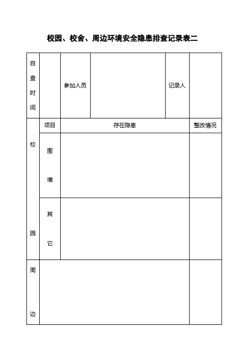 校园安全隐患排查表