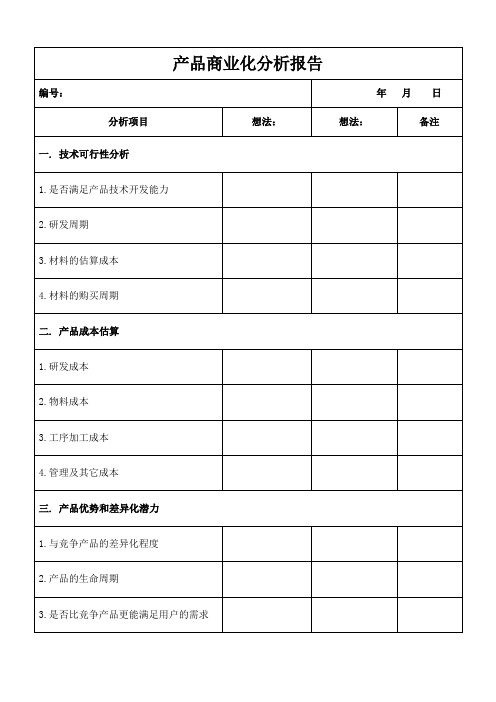 产品商业化分析报告