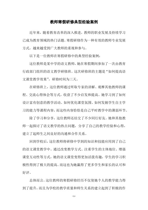 教师寒假研修典型经验案例