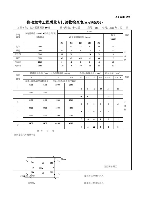 住宅主体工程质量专门验收汇总表-0056楼