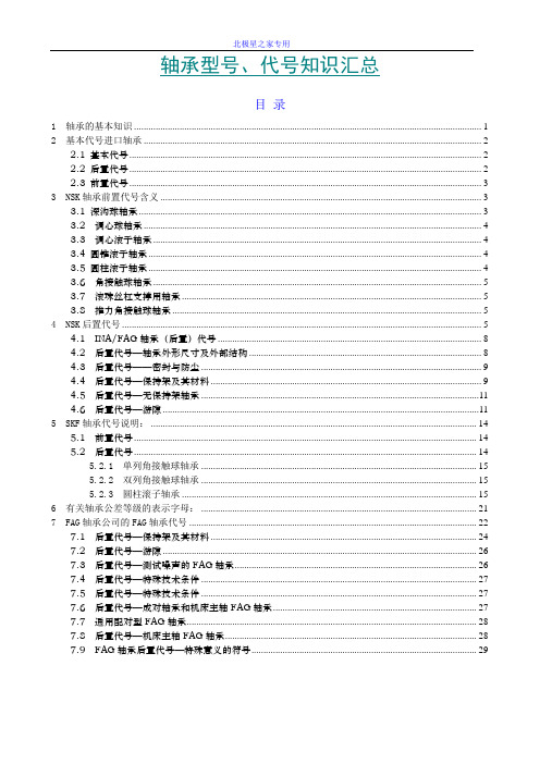 轴承型号代号知识汇总