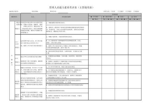 管理人员能力素质考评表主管级用表