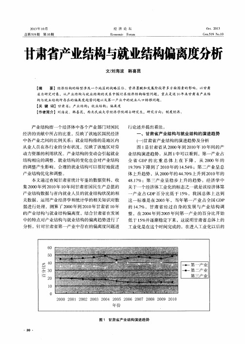 甘肃省产业结构与就业结构偏离度分析