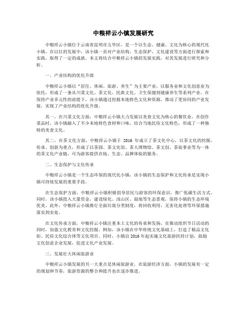 中粮祥云小镇发展研究