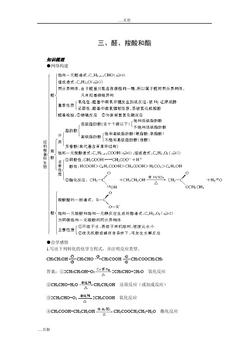 高考第一轮复习化学：醛、羧酸和酯