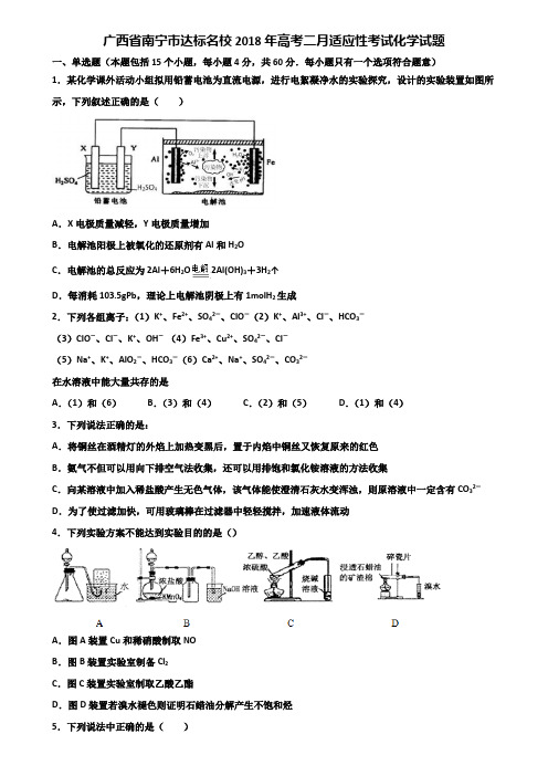 广西省南宁市达标名校2018年高考二月适应性考试化学试题含解析