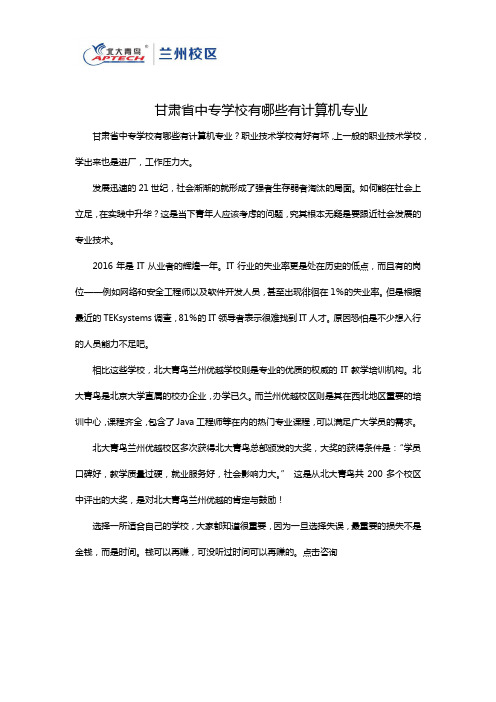 甘肃省中专学校有哪些有计算机专业