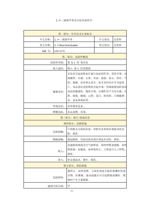 2,4-二硝基甲苯安全技术说明书