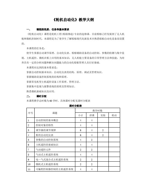 自动化最新大纲