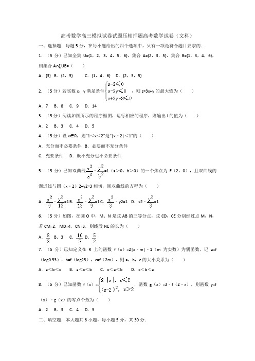 高考数学高三模拟试卷试题压轴押题高考数学试卷文科007