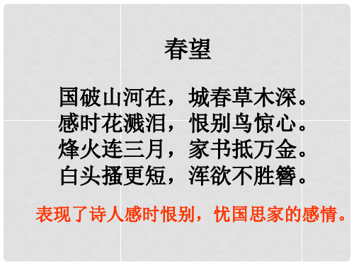 广西南丹县月里中学九年级语文上册《第29课 诗词五首》《闻官军收河南河北》课件 语文版