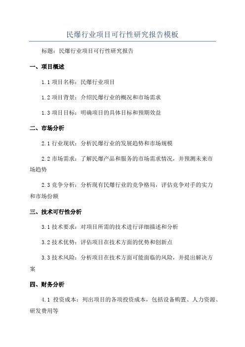 民爆行业项目可行性研究报告模板