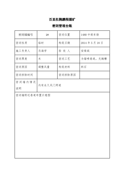 煤矿密闭墙管理台账(最终)