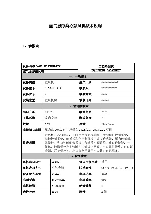 空气悬浮离心鼓风机技术说明