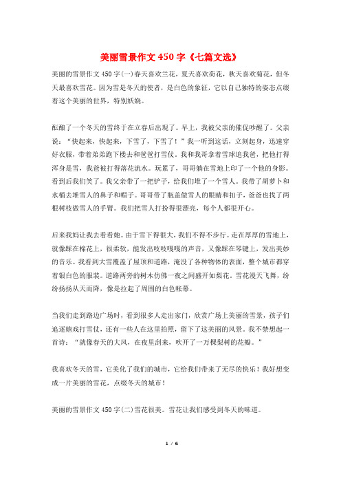 美丽雪景作文450字《七篇文选》