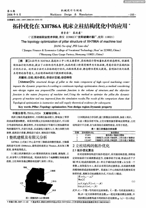 拓扑优化在XH786A机床立柱结构优化中的应用