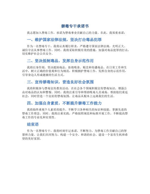 禁毒专干承诺书