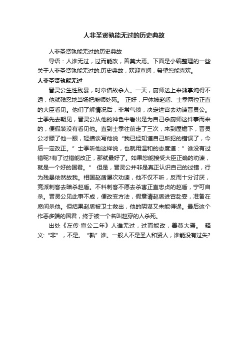 人非圣贤孰能无过的历史典故