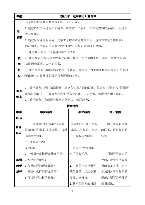 本章复习课 初中八年级下册物理教案教学设计课后反思 人教版