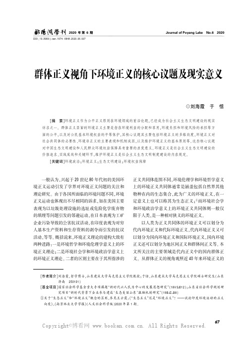 群体正义视角下环境正义的核心议题及现实意义