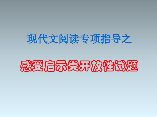 现代文阅读专项指导10 感受启示类的开放性试题