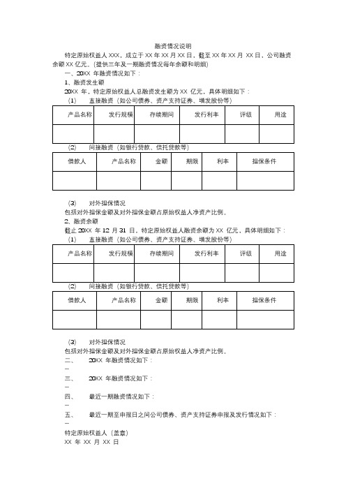 融资情况说明