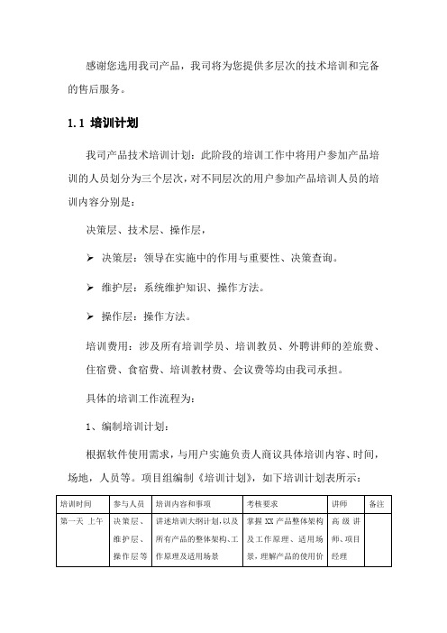 软件产品技术培训方案