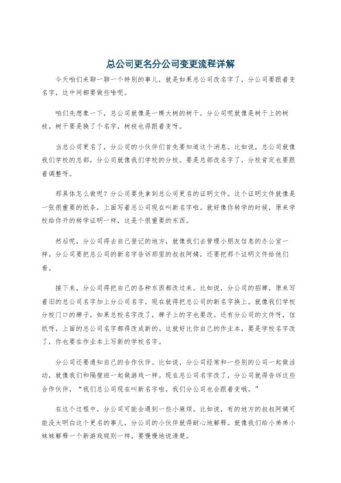 总公司更名分公司变更流程详解