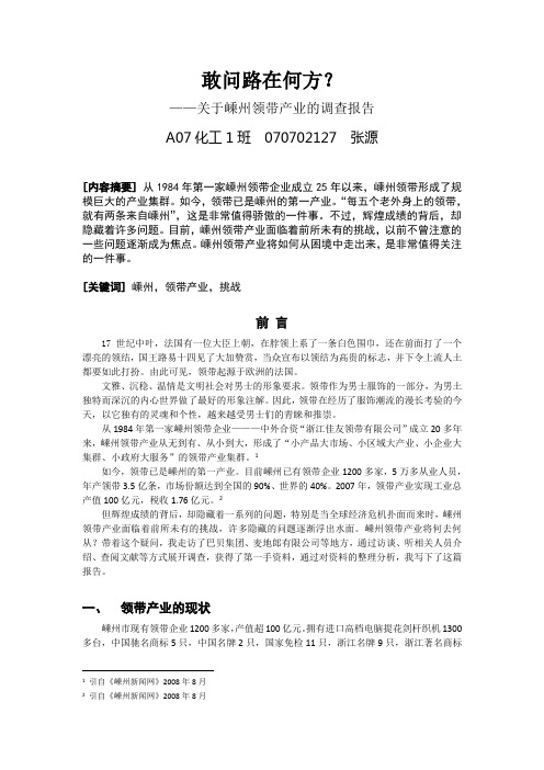 社会实践报告——关于嵊州领带产业的调查报告