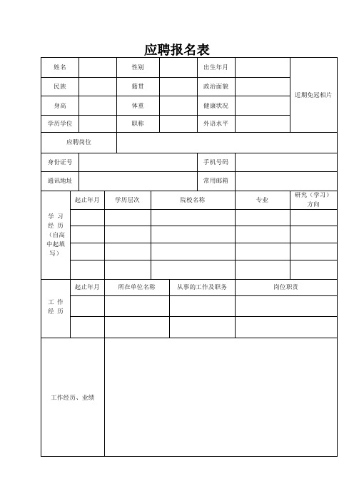 人员应聘报名表