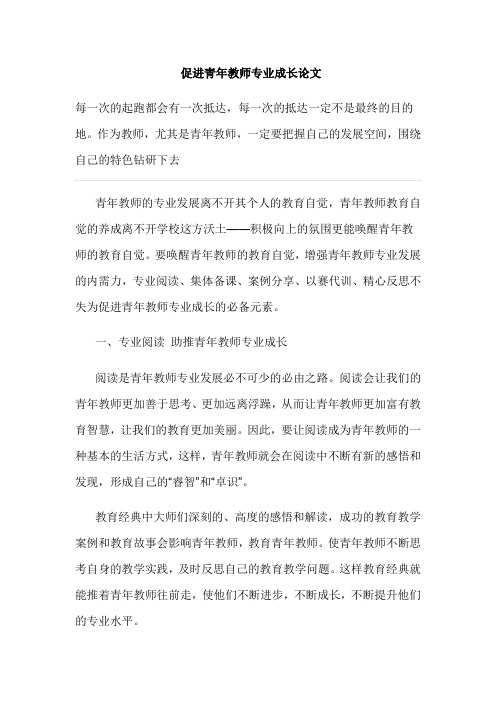 促进青年教师专业成长论文