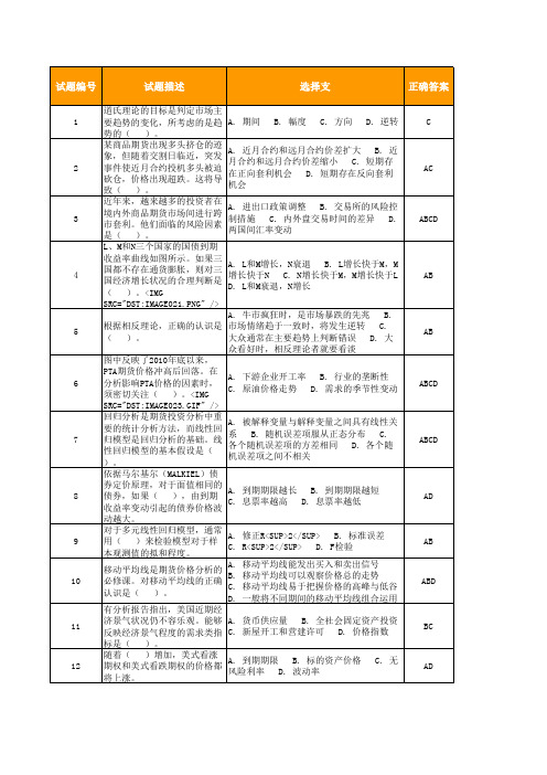 期货投资分析考试答案