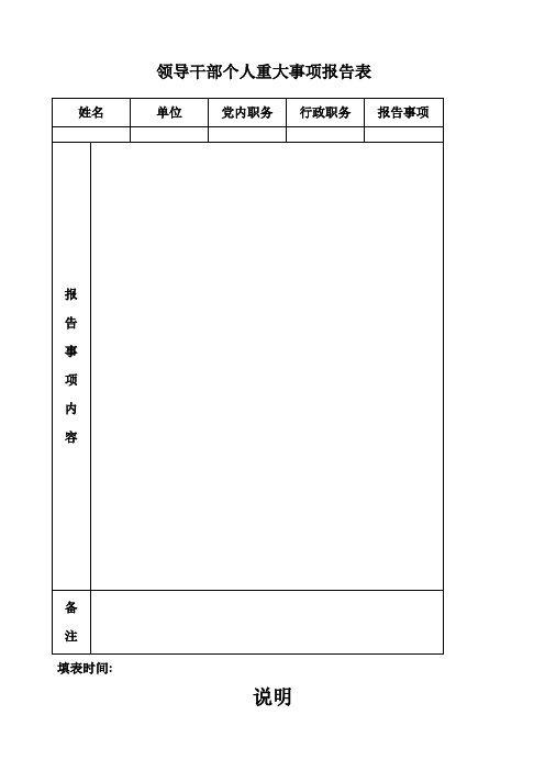 领导干部个人重大事项报告表