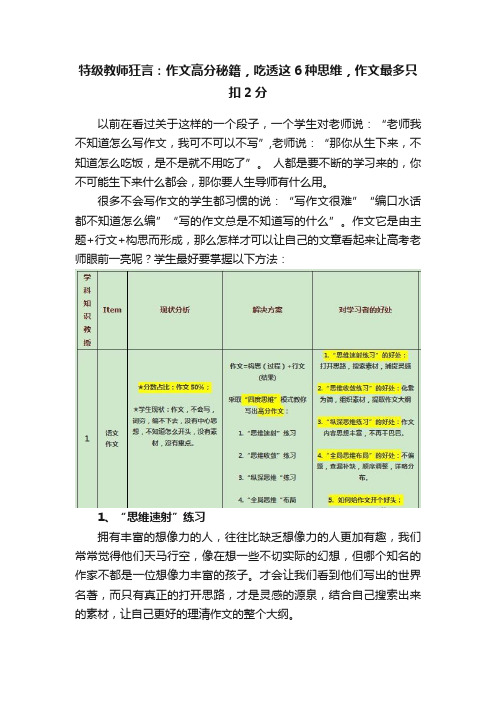 特级教师狂言：作文高分秘籍，吃透这6种思维，作文最多只扣2分