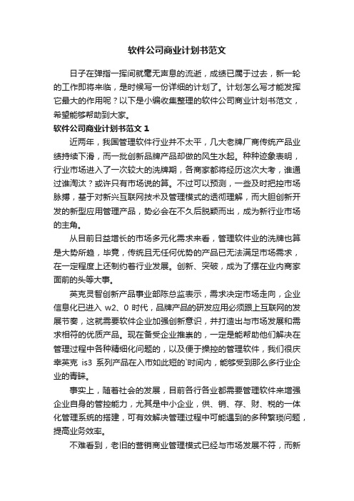 软件公司商业计划书范文