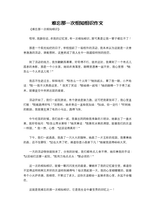 难忘那一次相知相识作文