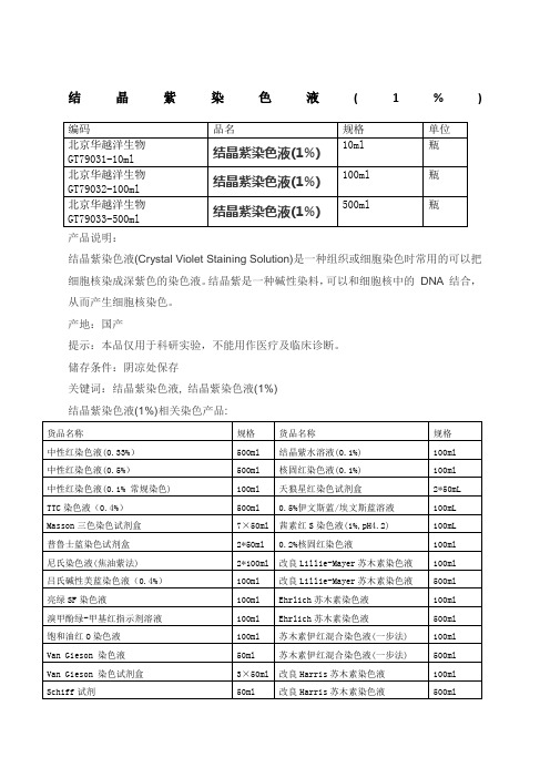 结晶紫染色液配制及使用说明