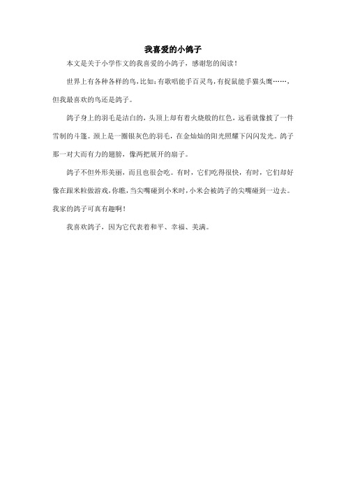 我喜爱的小鸽子_小学作文_2